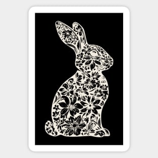 Floral Rabbit Illustration – Elegant Nature-Inspired Bunny Art Magnet